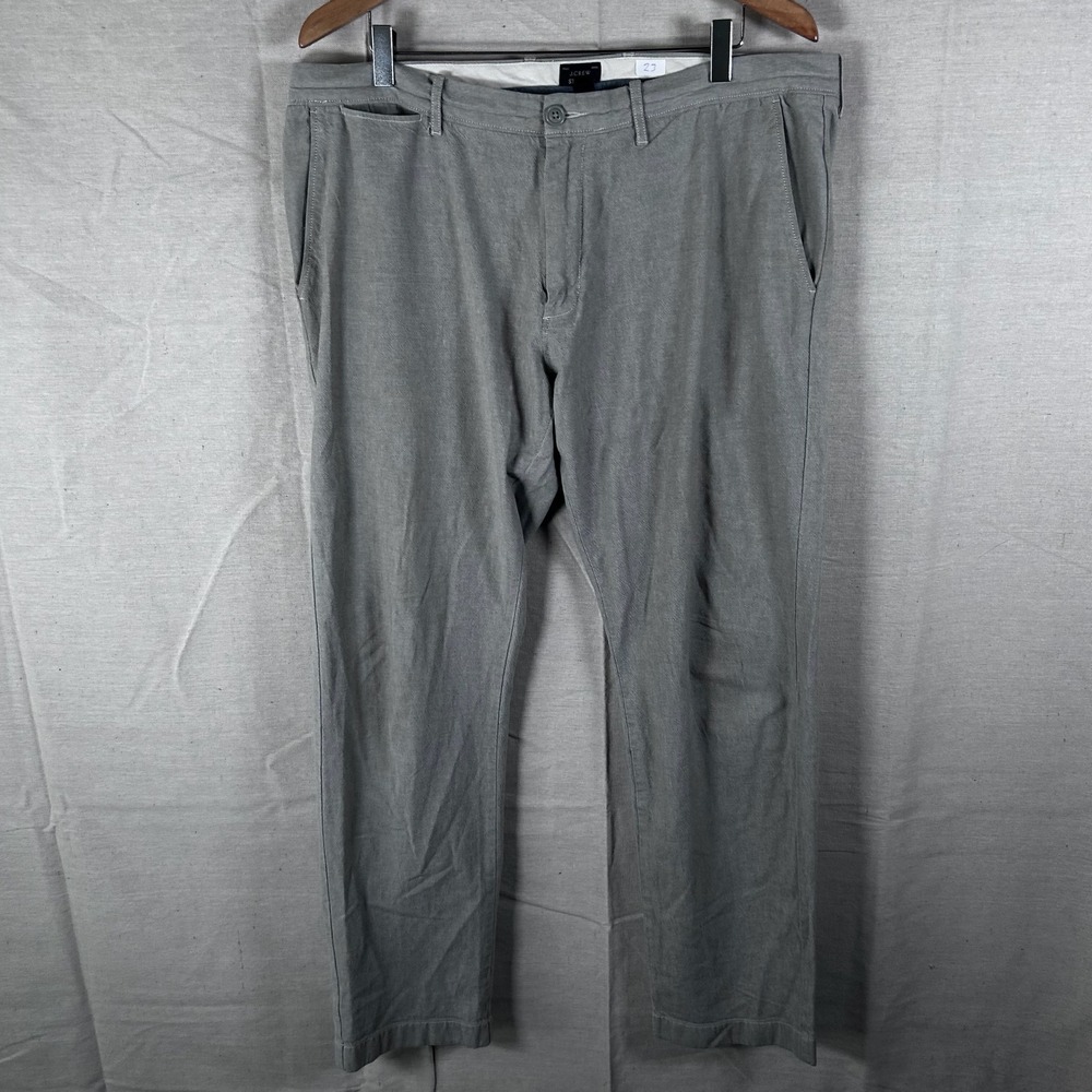 J.Crew 484 Stretch Chino Pants Mens 36x32 Gray Cotton Blend Flat Front Trousers
